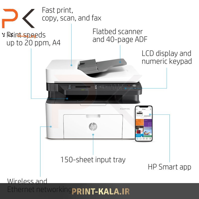  پرینتر چندکاره لیزری اچ پی مدل LaserJet Pro MFP M137fnw 